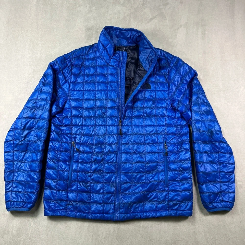 The‎ North Face ThermoBall Full Zip Jacket Mens L Blue Quilted Outdoor Insulated